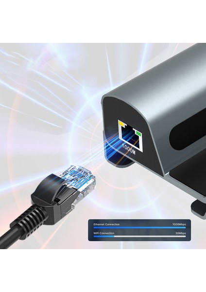 Bağlantı Istasyonu Tv Taban Standı Hub Tutucu Yerleştirme USB C - RJ45 Ethernet -Uyumlu Usb3.0 Tip-C Şarj Cihazı (Yurt Dışından)