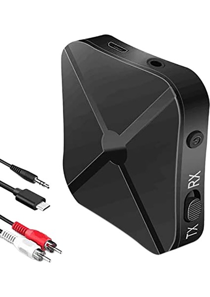 Bluetooth 5.0 Verici Alıcı 2'si 1 Arada Bluetooth Adaptörü Tx ve Rx 2 Cihazlarının Eşzamanlı Kullanımı Için 3,5 mm Jak (Yurt Dışından)