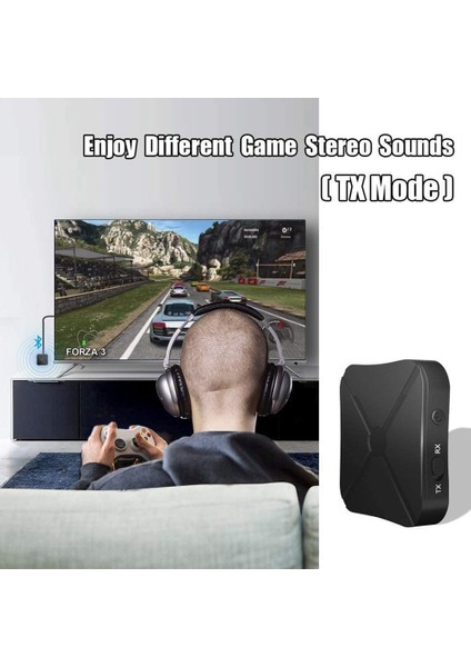 Bluetooth 5.0 Verici Alıcı 2'si 1 Arada Bluetooth Adaptörü Tx ve Rx 2 Cihazlarının Eşzamanlı Kullanımı Için 3,5 mm Jak (Yurt Dışından)