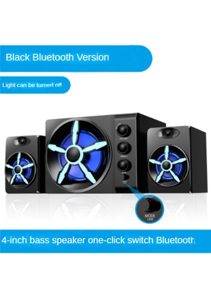 Bluetooth Sürümü Siyah D-215 Masaüstü Mini Hoparlör Dizüstü Cep Telefonu 2.1 Subwoofer Masaüstü Kablosu Bilgisayar Ses (Yurt Dışından)