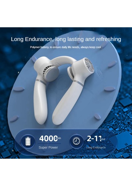 Kullanışlı Soğutma Yarı Iletken Boyun Fanı Şarj Edilebilir 4000 Mah El Ücretsiz Kanatsız Asılı Boyun Fanı, Açık Yeşil (Yurt Dışından) indirimleri