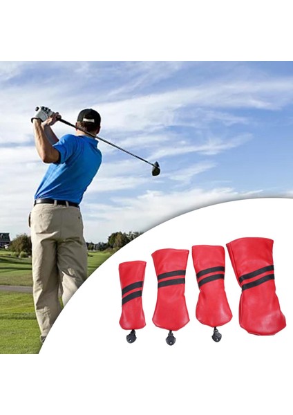 Golf Baş Örtüleri Seti Golf Baş Örtüleri Etiketli Su Geçirmez Kapaklar Driver Woods Kırmızı (Yurt Dışından)