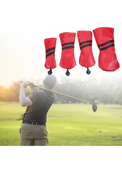 Golf Baş Örtüleri Seti Golf Baş Örtüleri Etiketli Su Geçirmez Kapaklar Driver Woods Kırmızı (Yurt Dışından)