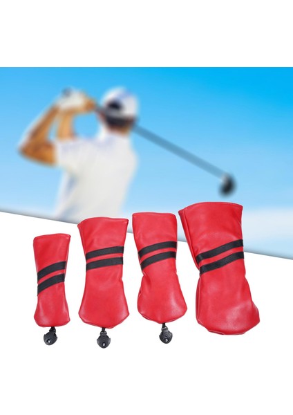 Golf Baş Örtüleri Seti Golf Baş Örtüleri Etiketli Su Geçirmez Kapaklar Driver Woods Kırmızı (Yurt Dışından)