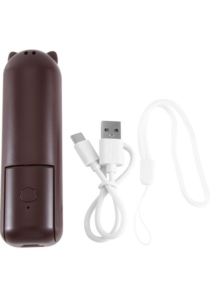 Taşınabilir Fan Mini El Fanı USB 1200MAH Şarj Edilebilir El Küçük Cep Fanı, Güç Bankası Ile, Kahverengi (Yurt Dışından)