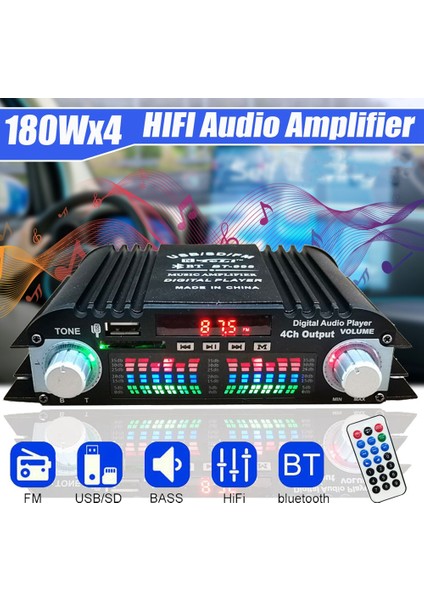 BT-998 Hıfı Dijital Ses Amplifikatörü LCD Ekran Classd Güç Amplificador Bluetooth Radyo Araba Ev Hoparlör Fm USB Sd (Yurt Dışından)