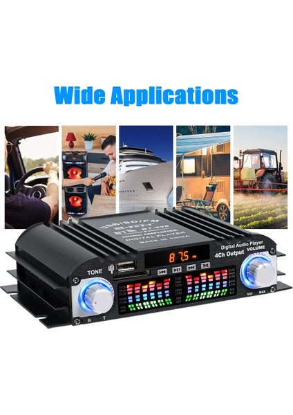 BT-998 Hıfı Dijital Ses Amplifikatörü LCD Ekran Classd Güç Amplificador Bluetooth Radyo Araba Ev Hoparlör Fm USB Sd (Yurt Dışından)
