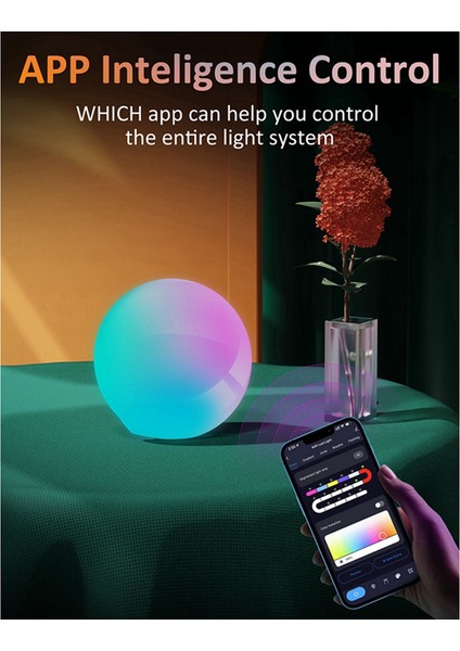 LED Akıllı Işık Bluetooth App Kontrolü Uyumlu Taşınabilir Yatak Odası Başucu Oyunu Masaüstü Ortam Gece Lambası (Yurt Dışından)