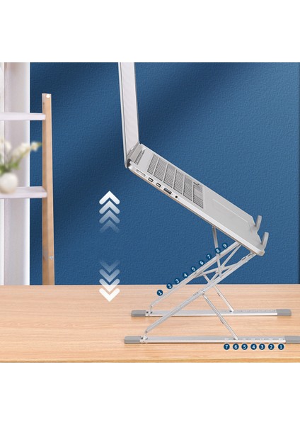 N8 Ayarlanabilir Taşınabilir Dizüstü Bilgisayar Standı Alüminyum Tablet Dizüstü Standı Masa Soğutma Pedi Katlanabilir (Gri) (Yurt Dışından)
