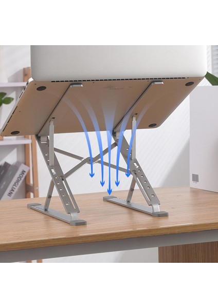 N8 Ayarlanabilir Taşınabilir Dizüstü Bilgisayar Standı Alüminyum Tablet Dizüstü Standı Masa Soğutma Pedi Katlanabilir (Gri) (Yurt Dışından)