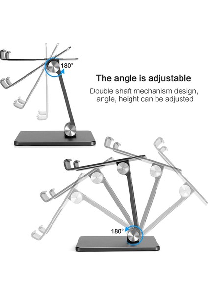 Taşınabilir Telefon Tutucu Standı Alüminyum Alaşımlı Akıllı Telefon Desteği Tablet Masası Metal Cep Telefonu Tutucu Pad Tablet-Gri (Yurt Dışından)