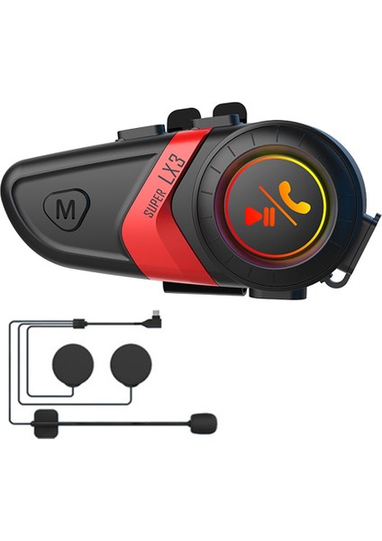 Lx3 Kask Bluetooth Kulaklık 1200 Mah Motosiklet Bt5.0 Kablosuz Eller Serbest Çağrı Stereo Sıkışma Önleyici Su Geçirmez Kulaklık-A (Yurt Dışından)