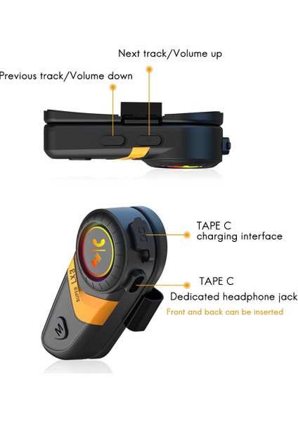 Lx3 Kask Bluetooth Kulaklık 1200 Mah Motosiklet Bt5.0 Kablosuz Eller Serbest Çağrı Stereo Sıkışma Önleyici Su Geçirmez Kulaklık-A (Yurt Dışından)