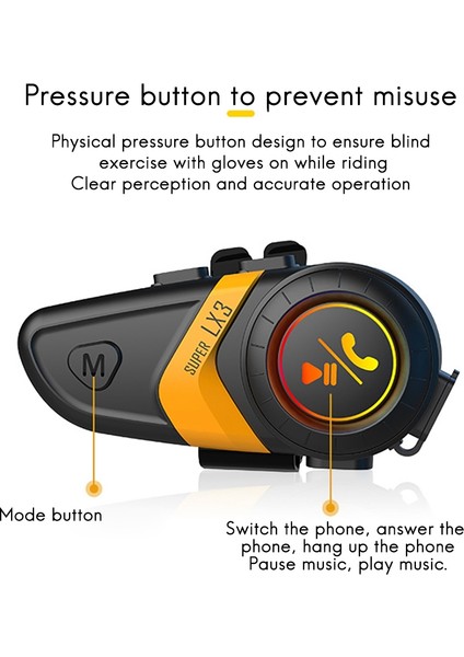 Lx3 Kask Bluetooth Kulaklık 1200 Mah Motosiklet Bt5.0 Kablosuz Eller Serbest Çağrı Stereo Sıkışma Önleyici Su Geçirmez Kulaklık-A (Yurt Dışından)