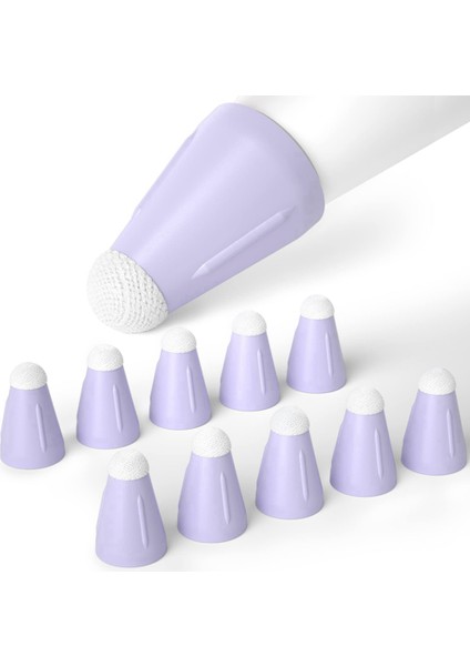 Kalem Için 1/2nd 10 Adet Silikon Yedek Kalem Ipuçları Kapak Dokunmatik Ekran Stylus Kalem Kutusu Ucu, Mor (Yurt Dışından)