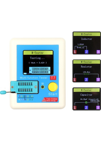 Lcr-T7 Yüksek Hızlı Transistör Test Cihazı Tam Renkli Grafik Ekranlı Çok Fonksiyonlu Taşınabilir Test Cihazı (Yurt Dışından)