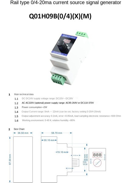 Akım Sinyali Jeneratörü Dijital Ekran 0-20MA 4‑20MA Dc 24V AC220V Analog Simülatör Ray Montaj Akımı(D) (Yurt Dışından)