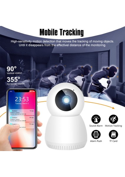 Hd 1080P Ptz Ip Kamera Wıfı Kablosuz Akıllı Ev Güvenlik Gözetleme Kameraları Iki Yönlü Ses Ev Bebek Monitörü Ab Tak (Yurt Dışından)