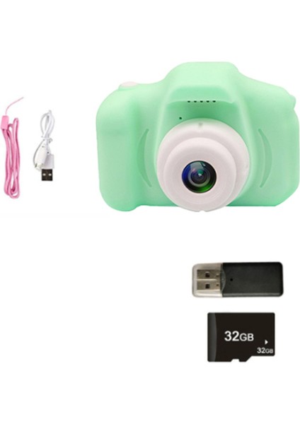 Çocuk Çocuk Kamera Mini Dijital Kamera 1080P Hd Ekran Kamera Video Kamera 8 Mp Açık Oyuncak (Yeşil) (Yurt Dışından)