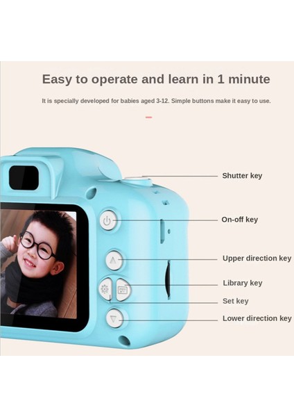 Çocuk Çocuk Kamera Mini Dijital Kamera 1080P Hd Ekran Kamera Video Kamera 8 Mp Açık Oyuncak (Yeşil) (Yurt Dışından)
