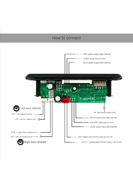 Bluetooth 5.0 Mp3 Çalar Dekoder Kurulu Fm Radyo Tf USB 2X40 W Aux Modülü Alıcı JQ-D063BT Kiti Ses Amplifikatörü Kurulu (Yurt Dışından)