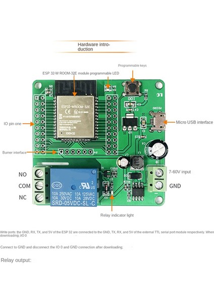 Tek Kanallı Röle ESP32-WROOM Geliştirme Kurulu Tek Röle Modülü Ev Aletleri Aksesuarları Için Dc 7-60V Güç Kaynağı (Yurt Dışından)