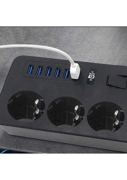 Ac Çıkışlı Güç Şeridi Çok Prizli Akıllı Ev Uzatma Kablosu USB Bağlantı Noktalı Elektrik Soketi Hızlı Şarj(B)Ab Fişi (Yurt Dışından)
