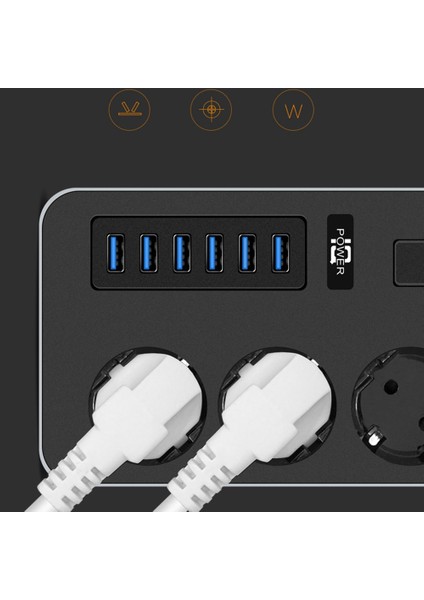 Ac Çıkışlı Güç Şeridi Çok Prizli Akıllı Ev Uzatma Kablosu USB Bağlantı Noktalı Elektrik Soketi Hızlı Şarj(B)Ab Fişi (Yurt Dışından)