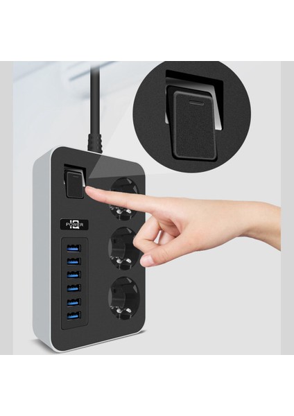 Ac Çıkışlı Güç Şeridi Çok Prizli Akıllı Ev Uzatma Kablosu USB Bağlantı Noktalı Elektrik Soketi Hızlı Şarj(B)Ab Fişi (Yurt Dışından)