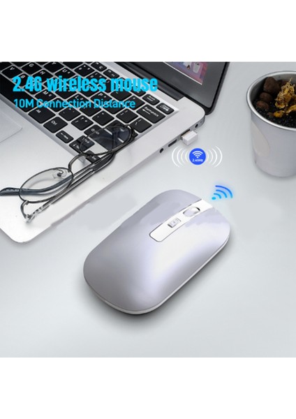 Sessiz Kablosuz Fare, USB Alıcılı 2.4g Ince Taşınabilir Bilgisayar Faresi, Daha Az Gürültülü Mobil Optik Fare (Gümüş) (Yurt Dışından) fırsatları