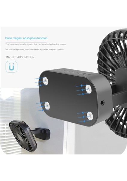 90° Katlanır Fan 5000MAH Pil USB Zamanlama Soğutma Fanı Hava Sirkülatörleri Mıknatıs Emme Sessiz 3 Hızlı Güçlü Rüzgar (Yurt Dışından)
