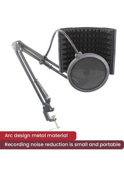 Mini Mikrofon Ön Cam 3 Panel Katlanabilir Akustik Ekran Köpüğü Canlı Yayın Kaydı Için Standlı LO-PS58 (Yurt Dışından) fiyatları