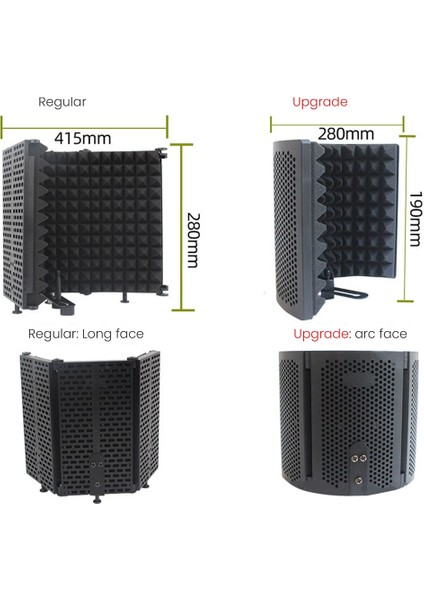 Mini Mikrofon Ön Cam 3 Panel Katlanabilir Akustik Ekran Köpüğü Canlı Yayın Kaydı Için Standlı LO-PS58 (Yurt Dışından) indirimleri