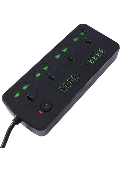 Güç Şeridi Fişi Ac Çıkışı Çok Prizli Uzatma Kablosu Elektrik Soketi Pd USB C Bağlantı Noktaları Telefon Hızlı Şarj Cihazı Siyah Ab Tak (Yurt Dışından)