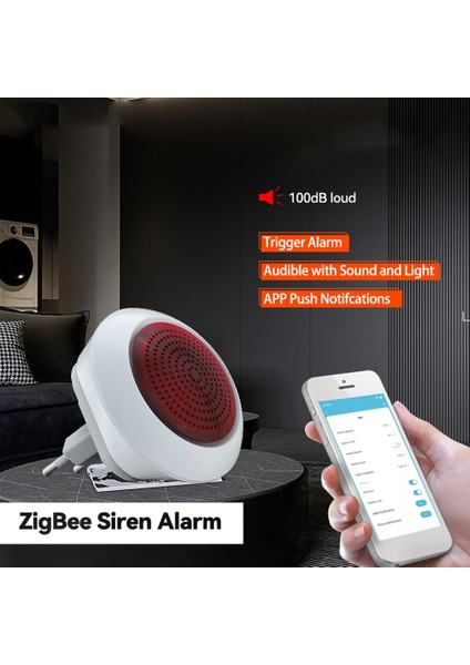 Tuya Ses Işığı Sensörü Dahili 100DB Siren Alarm Bağlantısı Smartlife App Zigbee Ab Tak Üzerinden Güvenlik Koruma Kontrolü (Yurt Dışından)