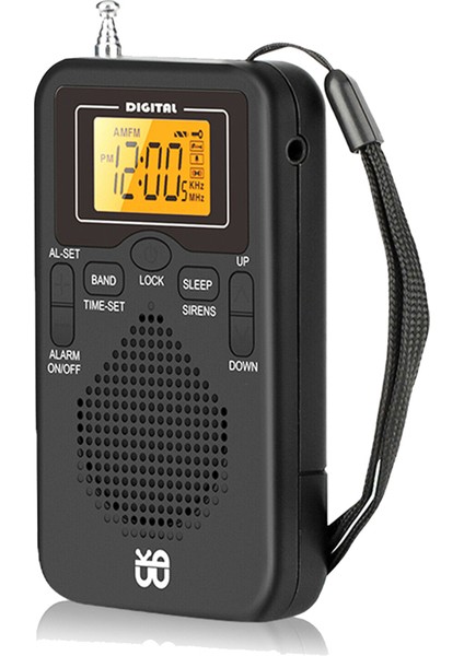 Taşınabilir Radyo Mini Am Fm Hava Durumu Radyo Cep Radyosu LCD Ekran Dijital Çalar Saatli Radyo Çalar (Yurt Dışından)