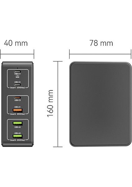 Çok Fonksiyonlu 120W Yüksek Güçlü Pd Hızlı Şarj USB Çok Bağlantı Noktalı Cep Telefonu Bilgisayar Şarj Cihazı Şarj Kafası, Ingiltere Tak B ile (Yurt Dışından)
