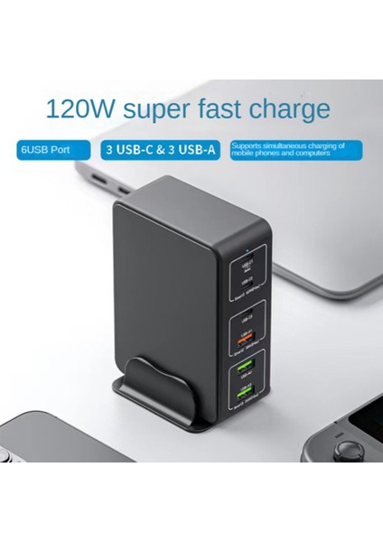 Çok Fonksiyonlu 120W Yüksek Güçlü Pd Hızlı Şarj USB Çok Bağlantı Noktalı Cep Telefonu Bilgisayar Şarj Cihazı Şarj Kafası, Ingiltere Tak B ile (Yurt Dışından)