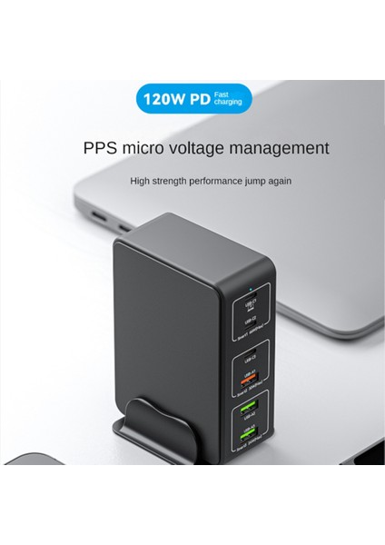 Çok Fonksiyonlu 120W Yüksek Güçlü Pd Hızlı Şarj USB Çok Bağlantı Noktalı Cep Telefonu Bilgisayar Şarj Cihazı Şarj Kafası, Ingiltere Tak B ile (Yurt Dışından)