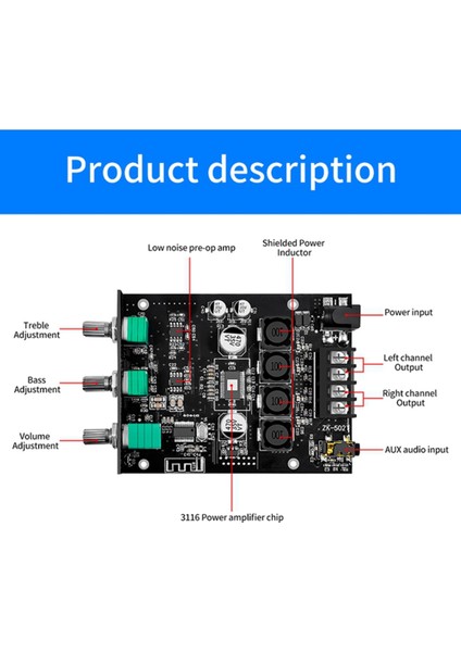 -502T Ses Bluetooth 5.0 Ses Alıcısı Amplifikatör Kurulu 50WX2 Kablosuz Güç Dijital Aux Amp Modülü Bas ve Tiz (Yurt Dışından) fırsatları