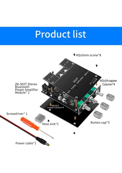 -502T Ses Bluetooth 5.0 Ses Alıcısı Amplifikatör Kurulu 50WX2 Kablosuz Güç Dijital Aux Amp Modülü Bas ve Tiz (Yurt Dışından) indirimleri