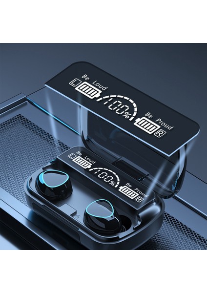 Kablosuz Kulaklık Tws Bluetooth V5.1 LED Ekran Stereo Mini Kulaklık Mikrofonlu Eller Serbest Kulaklık, Siyah (Yurt Dışından)