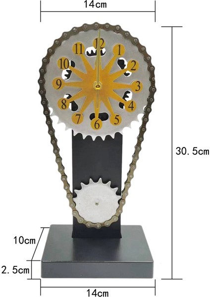 Retro Saat Zanaat Süslemeleri Dönen Zincir Dişli Saat Dekoratif Masa Saati Mekanik Rüzgar Eller Masaüstü Saat Altın (Yurt Dışından)