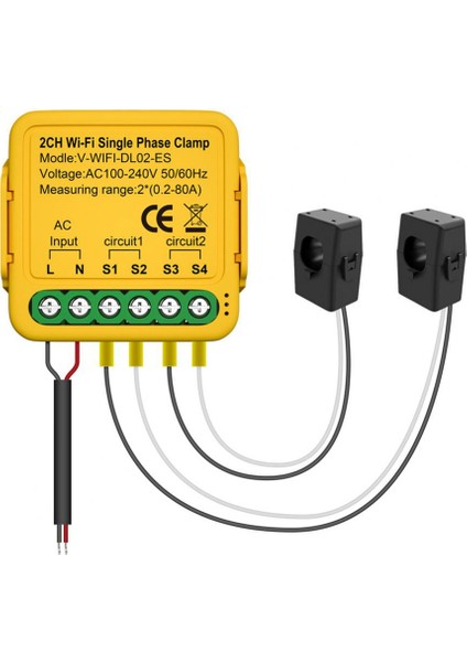 Tuya Ikili Wifi Enerji Ölçer 80A Kelepçeli Ct Kwh Güç Elektrik Tüketimi Monitörü Alexa Google Home(B) (Yurt Dışından)