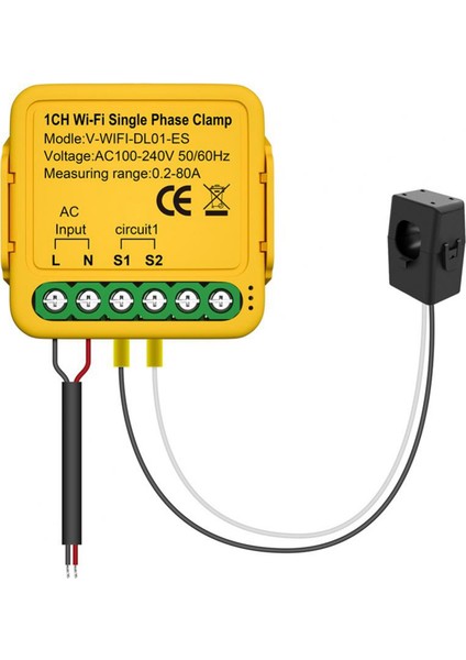 Tuya Ikili Wifi Enerji Ölçer 80A Kelepçeli Ct Kwh Güç Elektrik Tüketimi Monitörü Alexa Google Home(B) (Yurt Dışından)