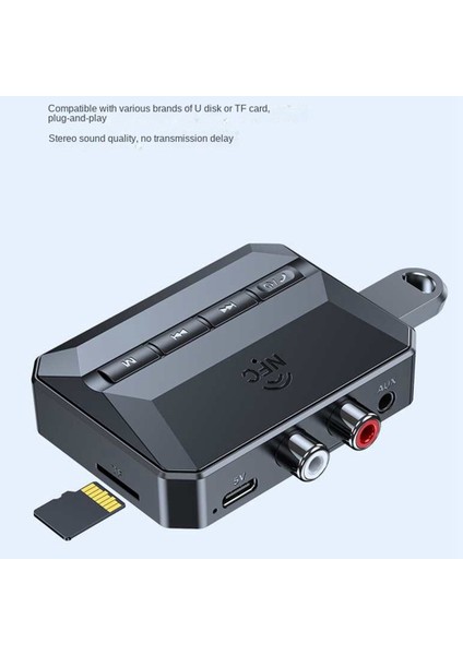 Bluetooth 5.3 Ses Alıcısı USB U Disk Oynatma Kablosuz Adaptör R/l 2 Rca/3.5mm Aux/optik Jak Araç Kiti Için Hoparlör (Yurt Dışından)