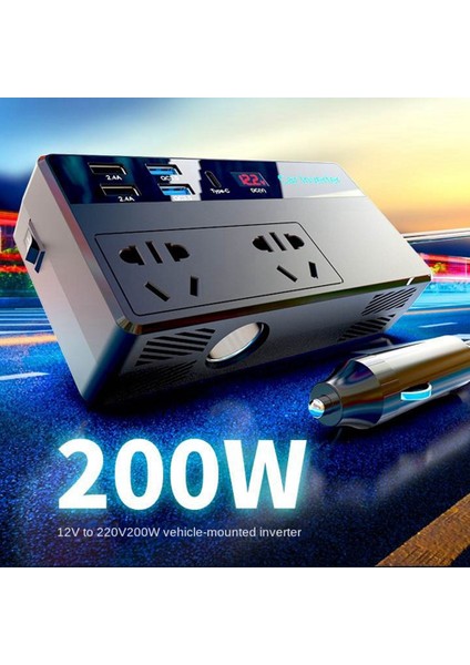 Araç Invertörü 150W 12V24V 110V220V Araç Dönüştürücü Güç Çevirici Adaptörü Tip-C USB Qc3.0 Şarj Cihazı Hızlı Şarj Usplug (Yurt Dışından)