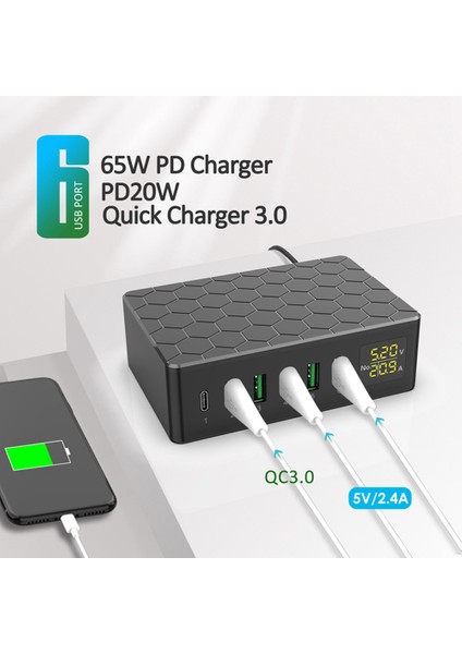 20W Hızlı Şarj Cep Telefonu Şarj Cihazı Için Taşınabilir 100W Çok Bağlantı Noktalı Şarj Cihazı, Ab Fişli, Siyah (Yurt Dışından)