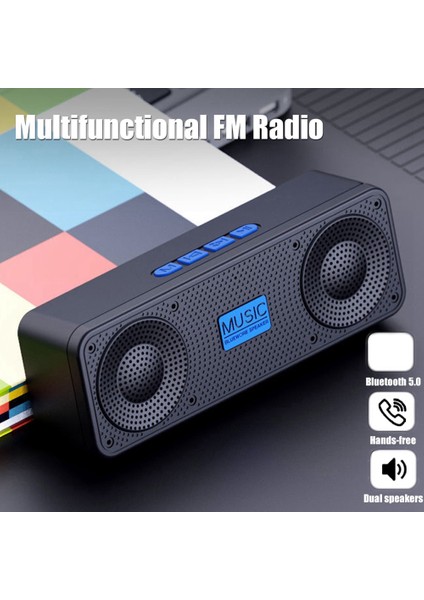 Taşınabilir Fm Radyo Kablosuz Bluetooth 5.0 Tws Hoparlör Mini Mp3 Müzik Çalar Desteği Tf Kart U Disk USB Şarj Radyo-A (Yurt Dışından)