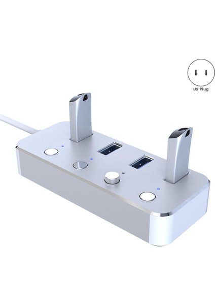 USB 3.0 Güç Adaptörü 4 Bağlantı Noktalı Alüminyum Alaşımlı Splitter Hub USB Hub 3.0 USB Çoklu Genişletici Anahtarı 1.2m Kablo Hub Abd Tak B (Yurt Dışından)